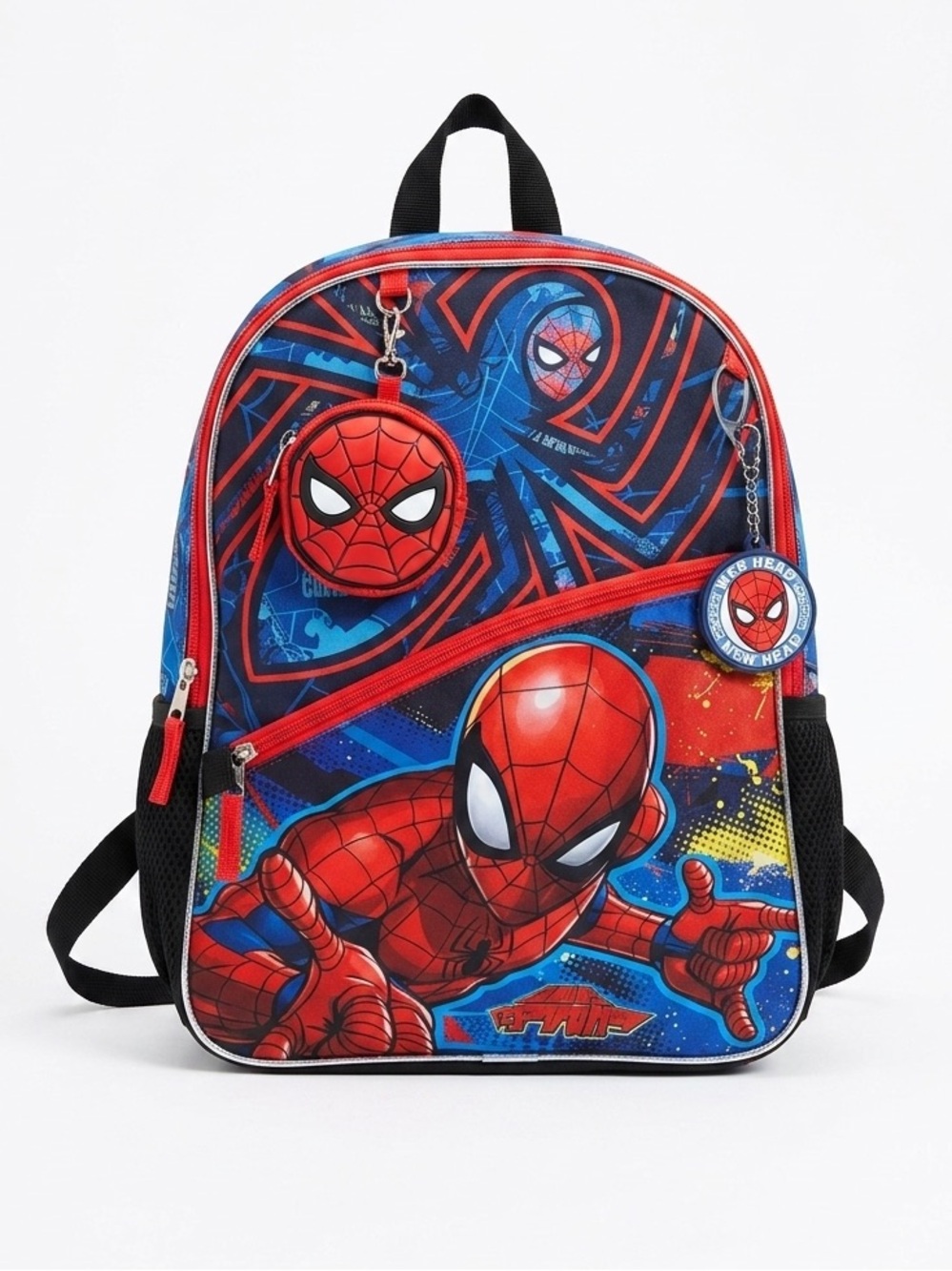 Spider-Man Kids Blue & Red Backpack with Keychain New with accesories and tags